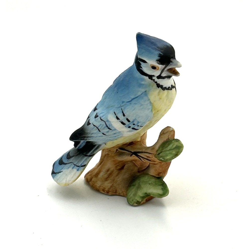 Vintage Blue Jay Bird Figurine Ceramic Hand Painted 2.5" H